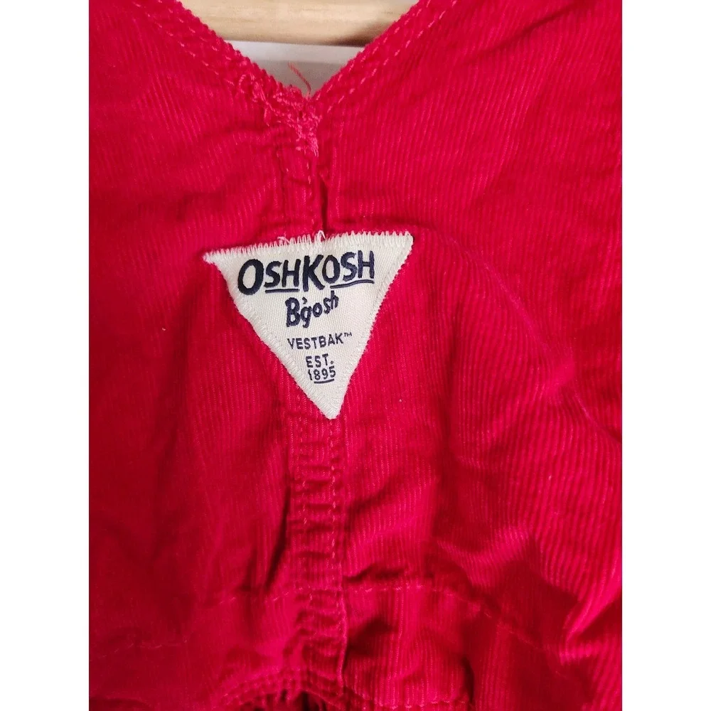 OshKosh B'gosh Red Corduroy Jumper Dress Toddler Girls Size 2T Adjustable Straps